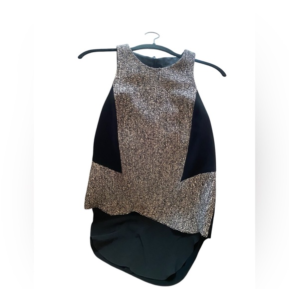 Rag & Bone Top High Front Low Back Black With Textured Fabric S - Picture 2 of 8